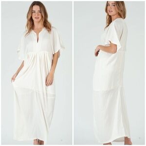 🇬🇷 LUCCA Couture Greek Goddess Beach Swim Coverup Maxi Dress Ivory White XS